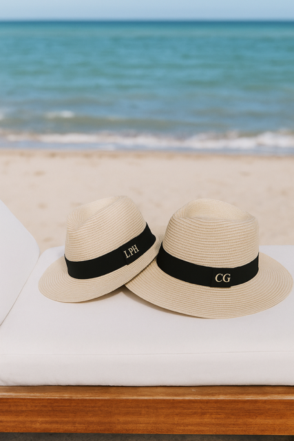 Personalised Panama Style Foldable Sun Hat in Bag