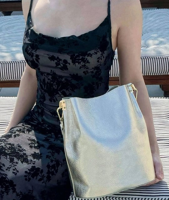 Personalised Amelia Leather Bucket Shoulder Bag