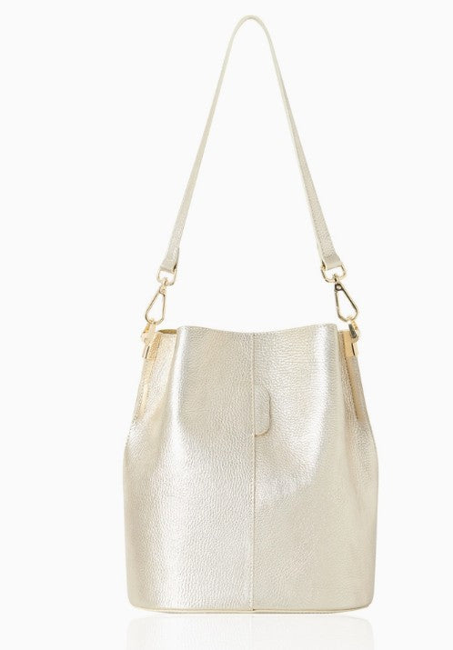 Personalised Amelia Leather Bucket Shoulder Bag