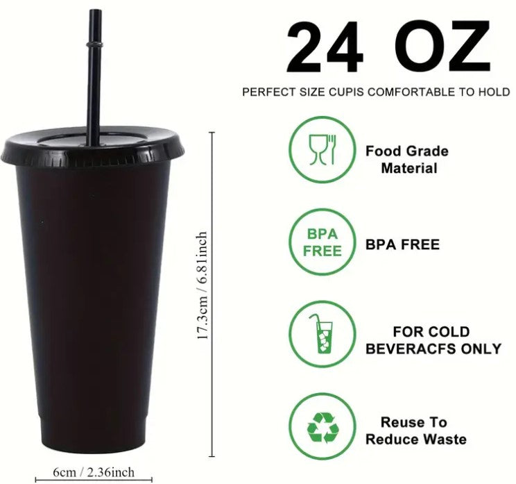 Personalised Reusable Tumblers with Straws & Lids