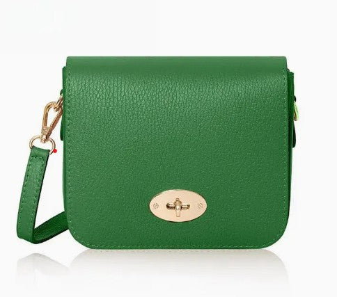 Personalised Italian Genuine Leather Cross body Bag with Metal Clasp