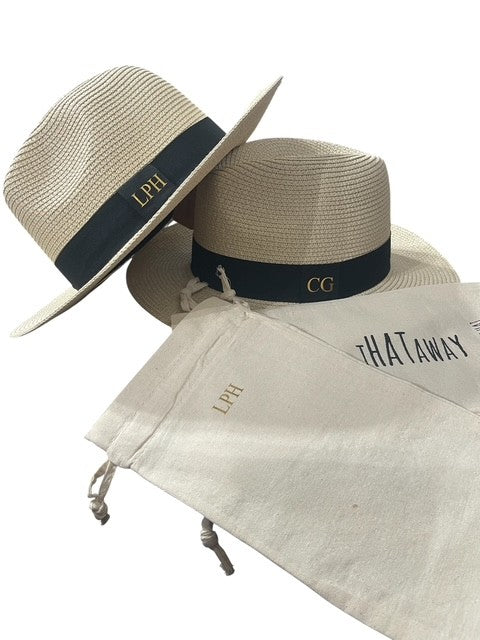 Personalised Panama Style Foldable Sun Hat in Bag