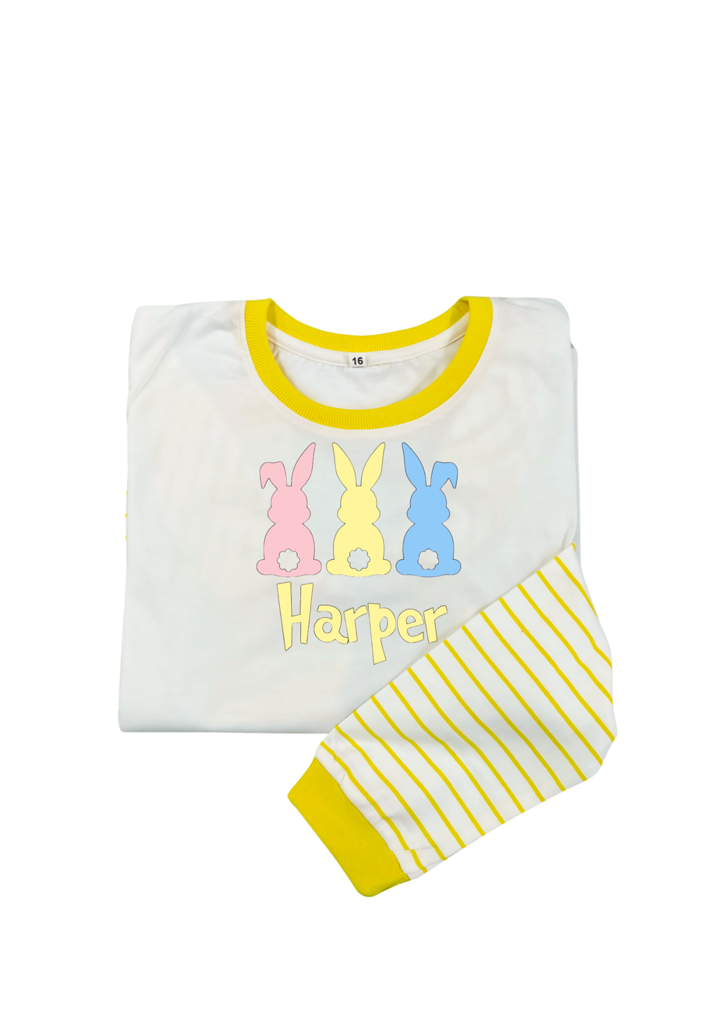 Personalised kids yellow pyjamas