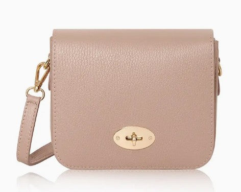 Personalised Italian Genuine Leather Cross body Bag with Metal Clasp