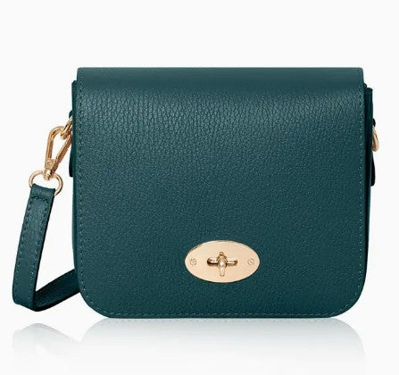 Personalised Italian Genuine Leather Cross body Bag with Metal Clasp