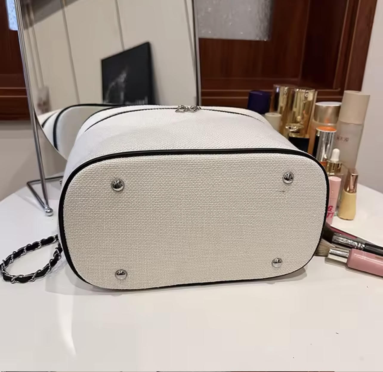 Personalised White Canvas Vanity Case