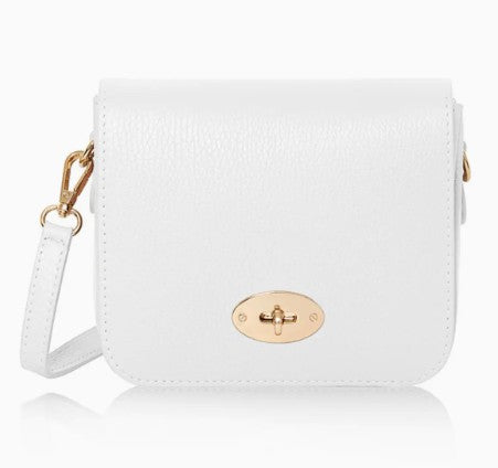 Personalised Italian Genuine Leather Cross body Bag with Metal Clasp