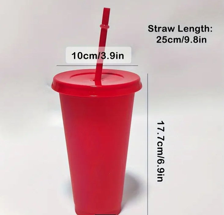 Personalised Reusable Tumblers with Straws & Lids- Red or Green
