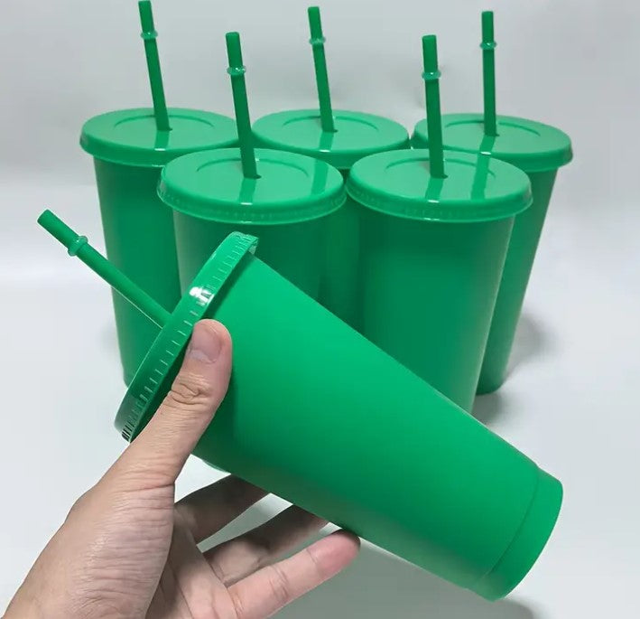 Personalised Reusable Tumblers with Straws & Lids- Red or Green