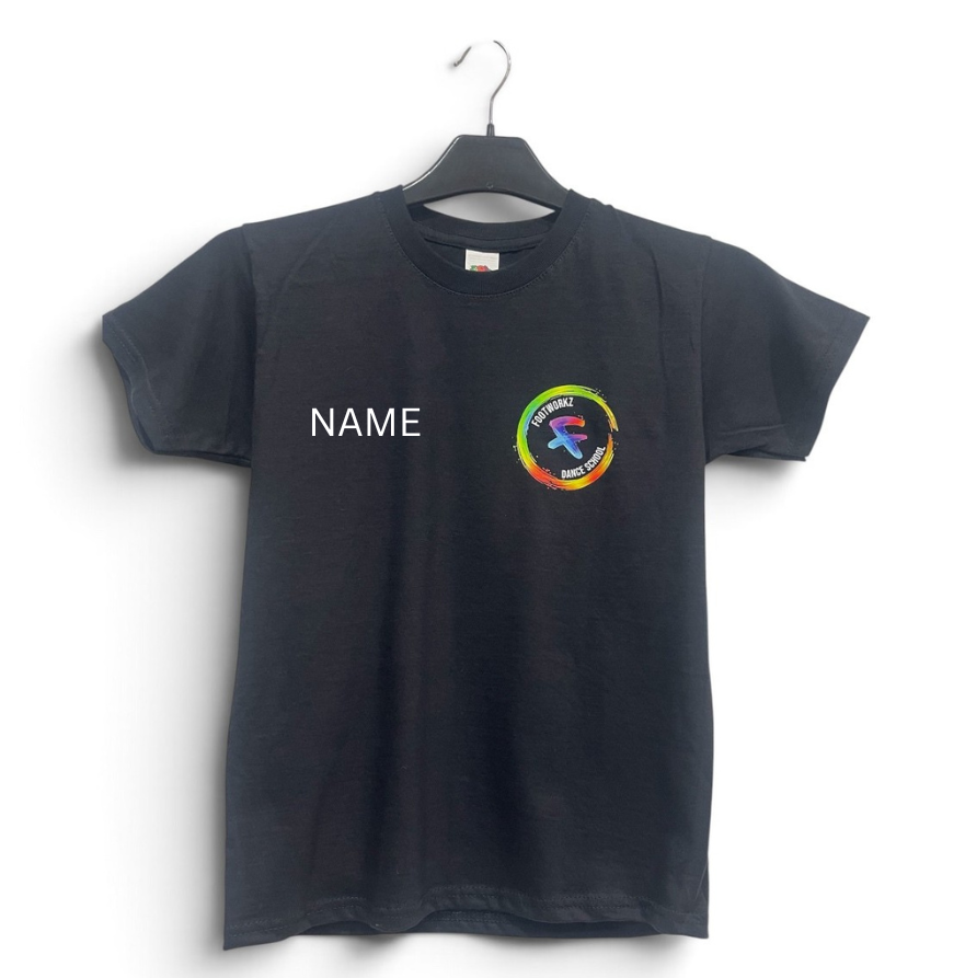 Footworkz Dance School-  Personalised Black T-Shirt