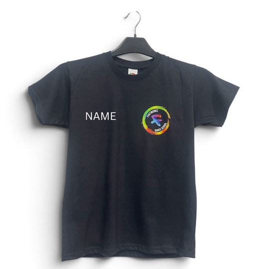 Footworkz Dance School-  Personalised Black T-Shirt