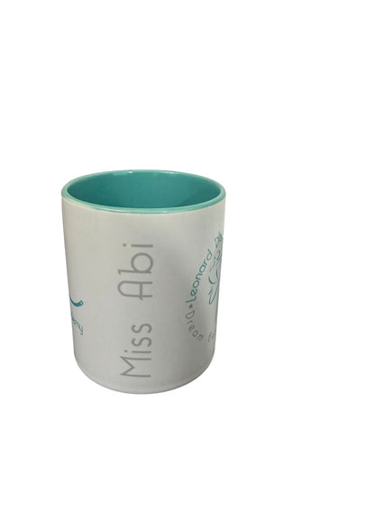 LDA personalised white  and turquoise ceramic mug 11oz