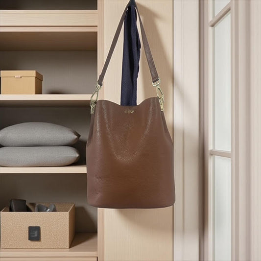 Personalised Amelia Leather Bucket Shoulder Bag