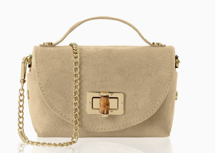 Personalised Olivia Premium Suede Mini Crossbody Bag with Gold Chain
