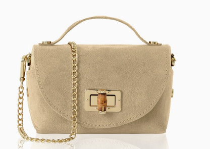 Personalised Olivia Premium Suede Mini Crossbody Bag with Gold Chain