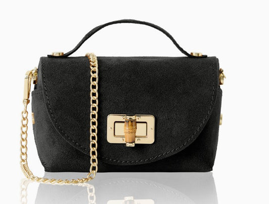 Personalised Olivia Premium Suede Mini Crossbody Bag with Gold Chain