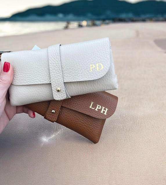 Personalised Italian Leather Glasses Pouch