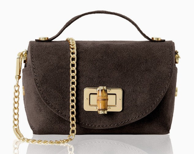 Personalised Olivia Premium Suede Mini Crossbody Bag with Gold Chain