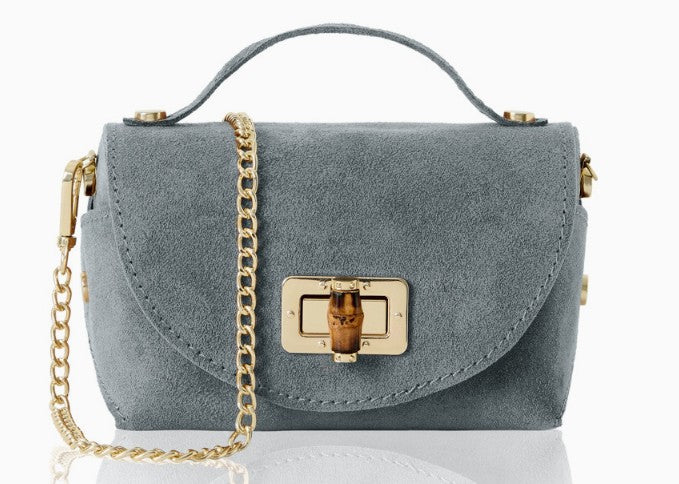 Personalised Olivia Premium Suede Mini Crossbody Bag with Gold Chain