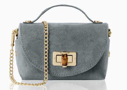 Personalised Olivia Premium Suede Mini Crossbody Bag with Gold Chain