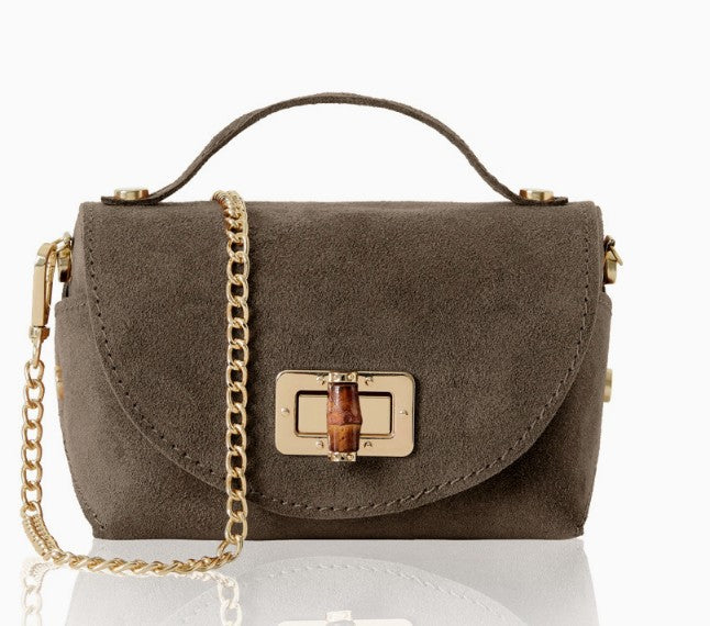 Personalised Olivia Premium Suede Mini Crossbody Bag with Gold Chain