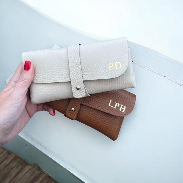 Personalised Italian Leather Glasses Pouch