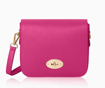 Personalised Italian Genuine Leather Cross body Bag with Metal Clasp