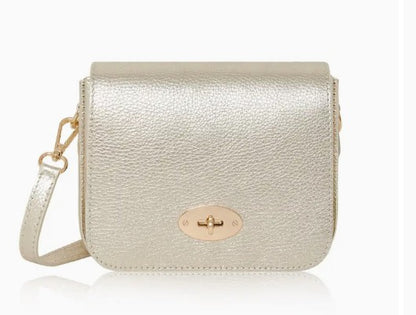 Personalised Italian Genuine Leather Cross body Bag with Metal Clasp