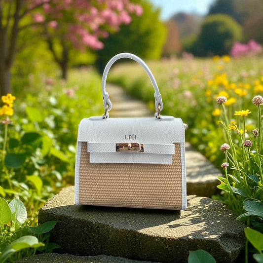 Personalised Medium Lily Raffia Bag