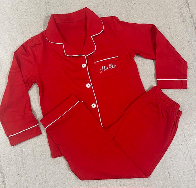 Personalised Red Christmas Pyjamas- Kids