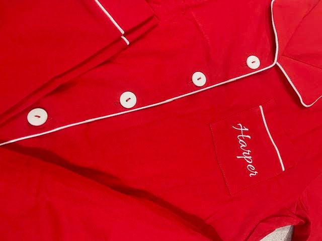 Personalised Red Christmas Pyjamas- Kids