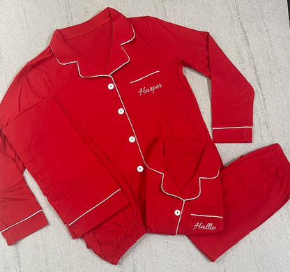 Personalised Red Christmas Pyjamas- Kids