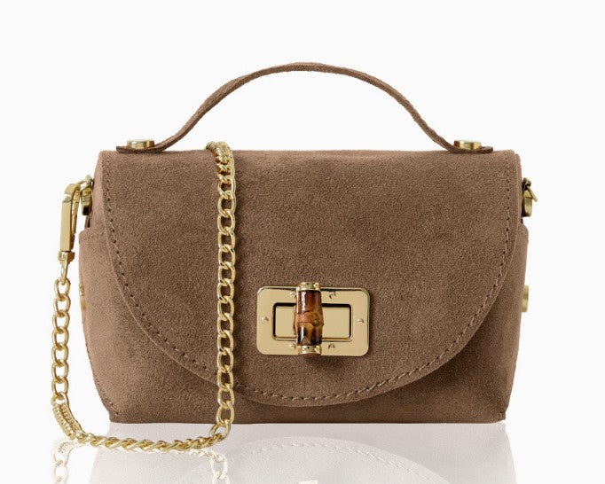 Personalised Olivia Premium Suede Mini Crossbody Bag with Gold Chain