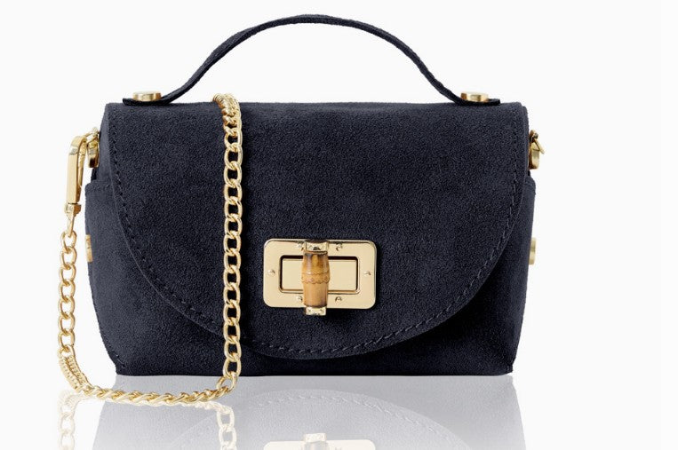 Personalised Olivia Premium Suede Mini Crossbody Bag with Gold Chain