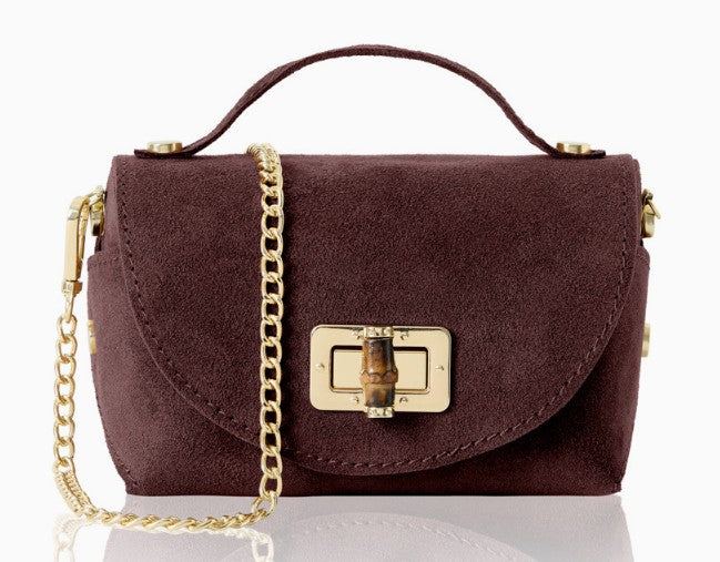 Personalised Olivia Premium Suede Mini Crossbody Bag with Gold Chain