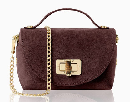 Personalised Olivia Premium Suede Mini Crossbody Bag with Gold Chain