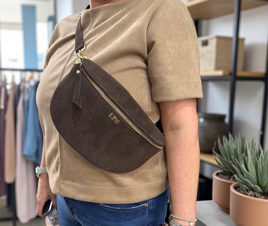 Personalised Alice Premium Suede Leather Bum Bag Crossbody