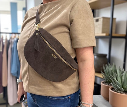 Personalised Alice Premium Suede Leather Bum Bag Crossbody