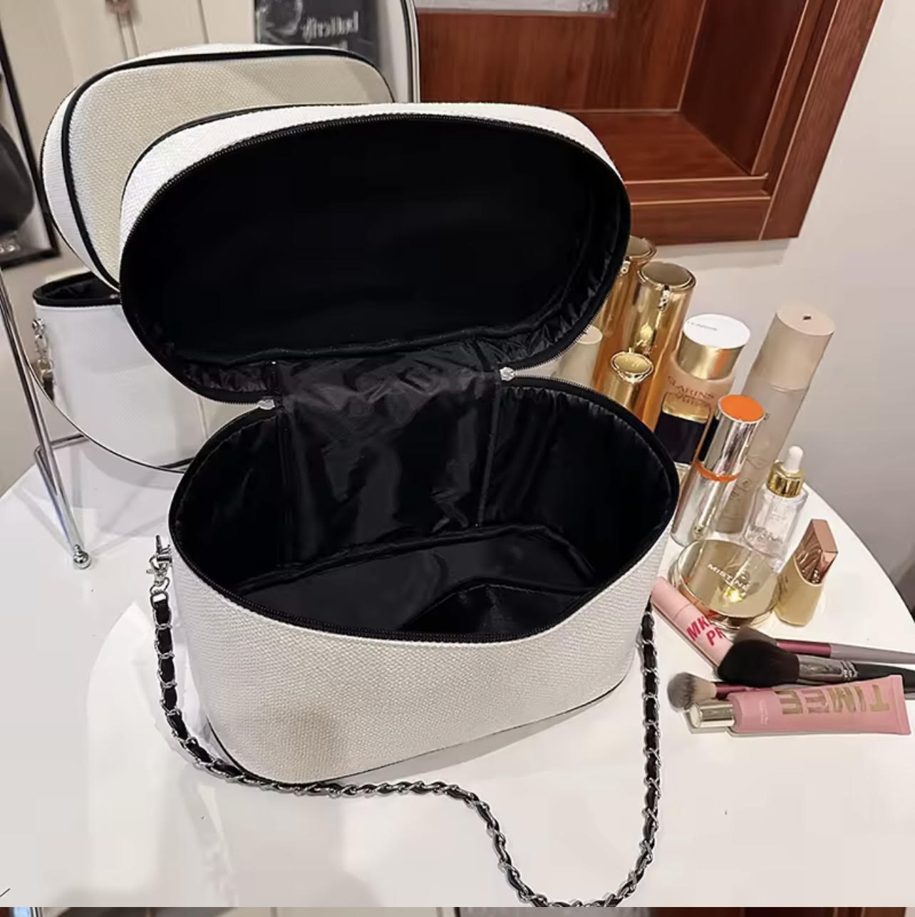 Personalised White Canvas Vanity Case