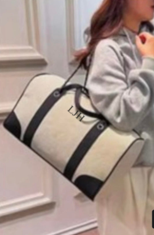 Personalised Canvas Weekender Barrel Bag