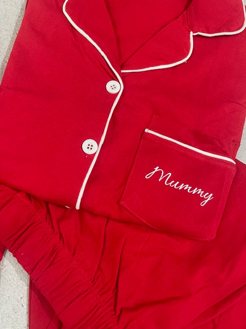Personalised Red Christmas Pyjamas- Adults