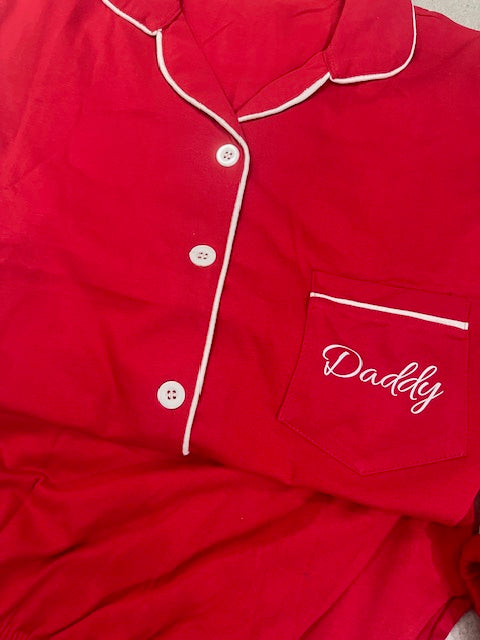Personalised Red Christmas Pyjamas- Adults