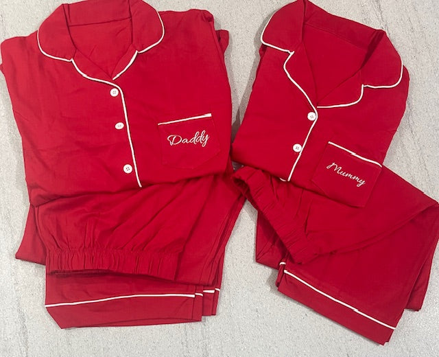 Personalised Red Christmas Pyjamas- Adults