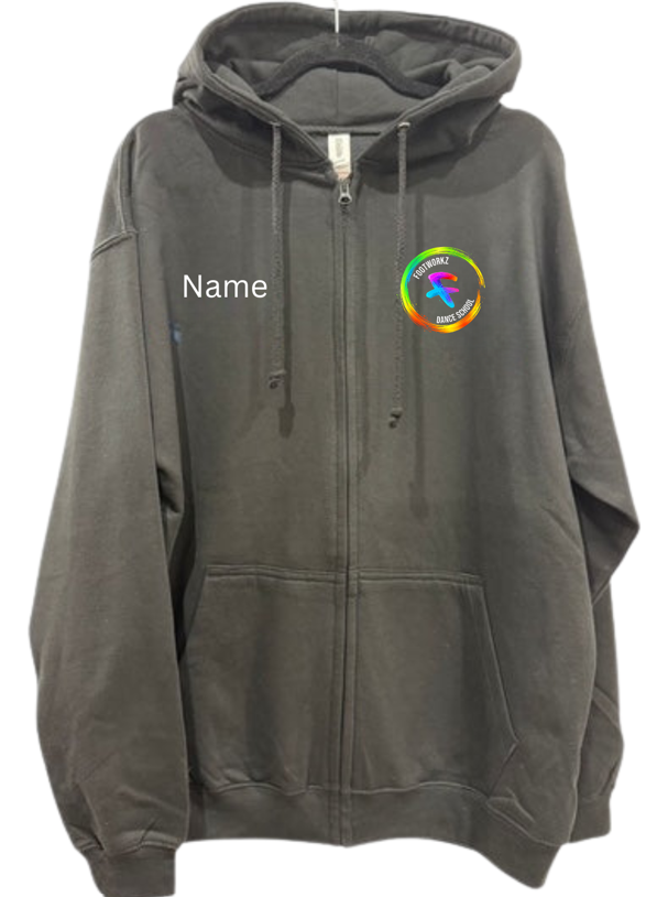 Footworkz Dance- Personalised Black Classic Zip Hooded Sweatshirt/Hoodie
