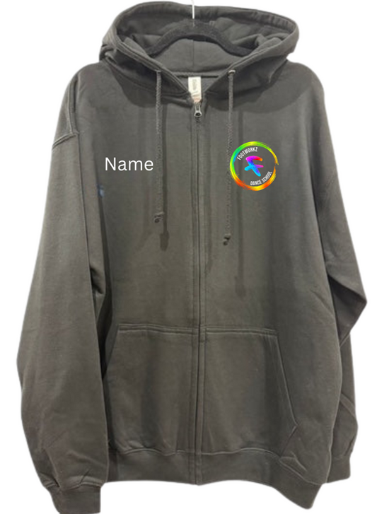Footworkz Dance- Personalised Black Classic Zip Hooded Sweatshirt/Hoodie